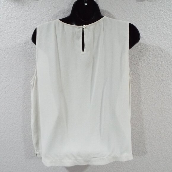 EILEEN FISHER Bone 100% Silk Sleeveless Tank Top Button Closure Back Size Medium - Picture 6 of 9